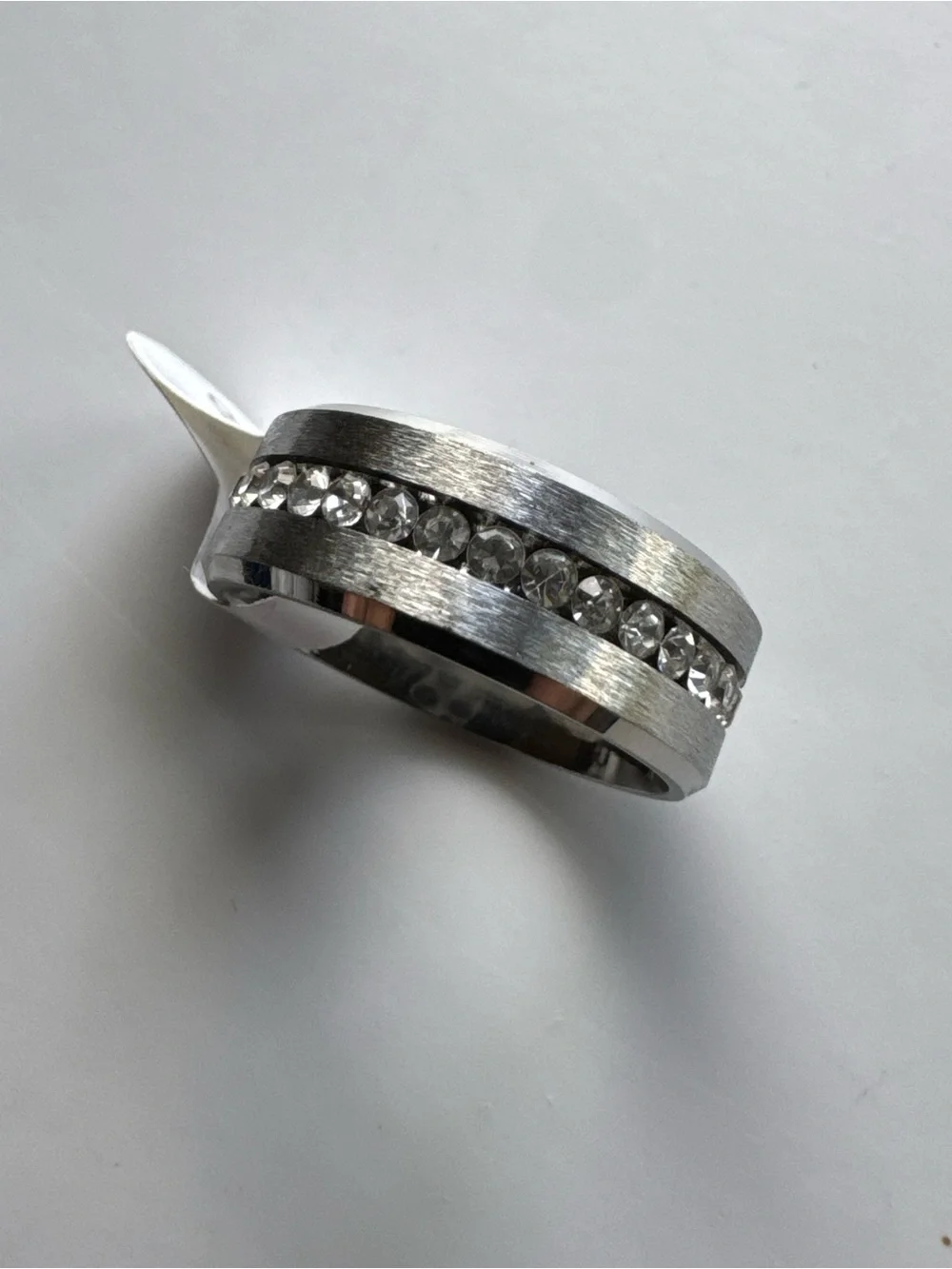❤️ Silver Crystal-Channel Band Ring Women Mens Jewelry Wedding Prom Size 9